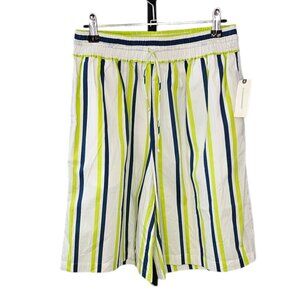 Anthropologie Boxy Bermuda Shorts Striped Tie Waist Cotton Beachy Size Small NWT